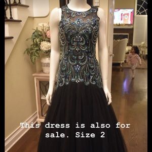 Size two blue green black prom dress